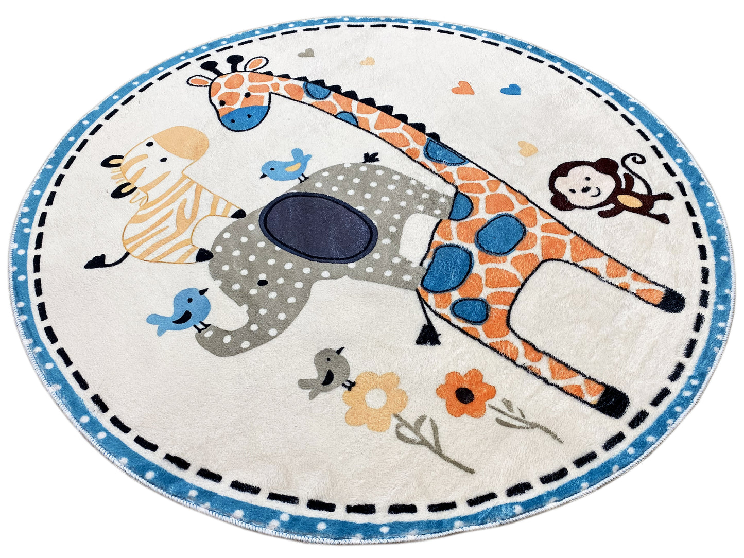 Tappeto rotondo per bambini Animali, 160 cm