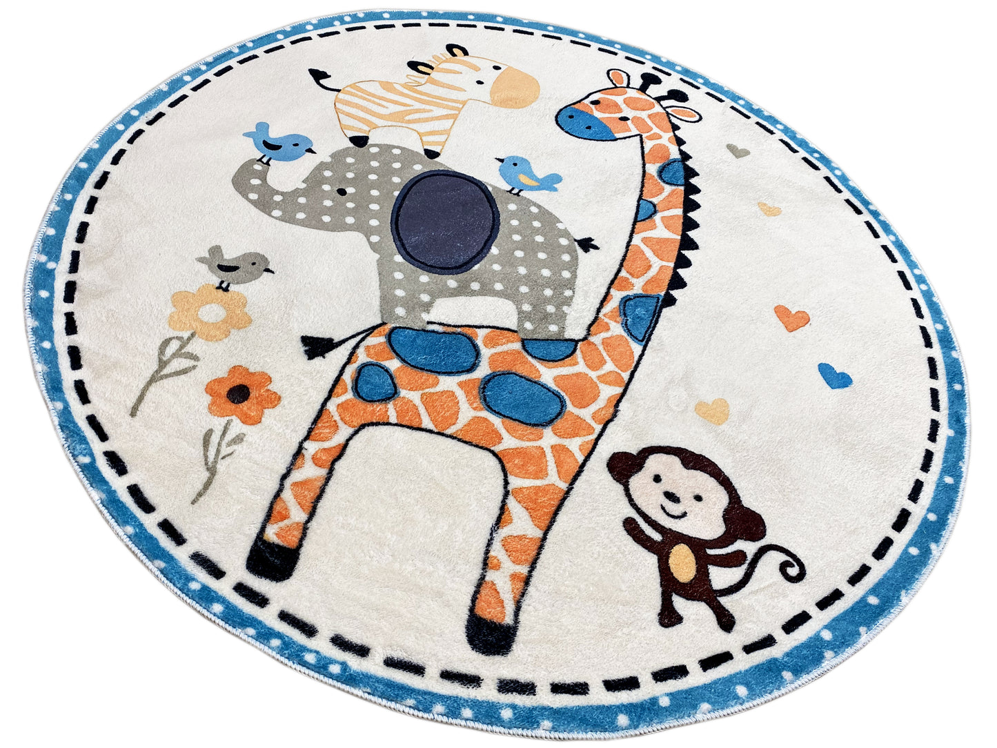 Tappeto rotondo per bambini Animali, 160 cm