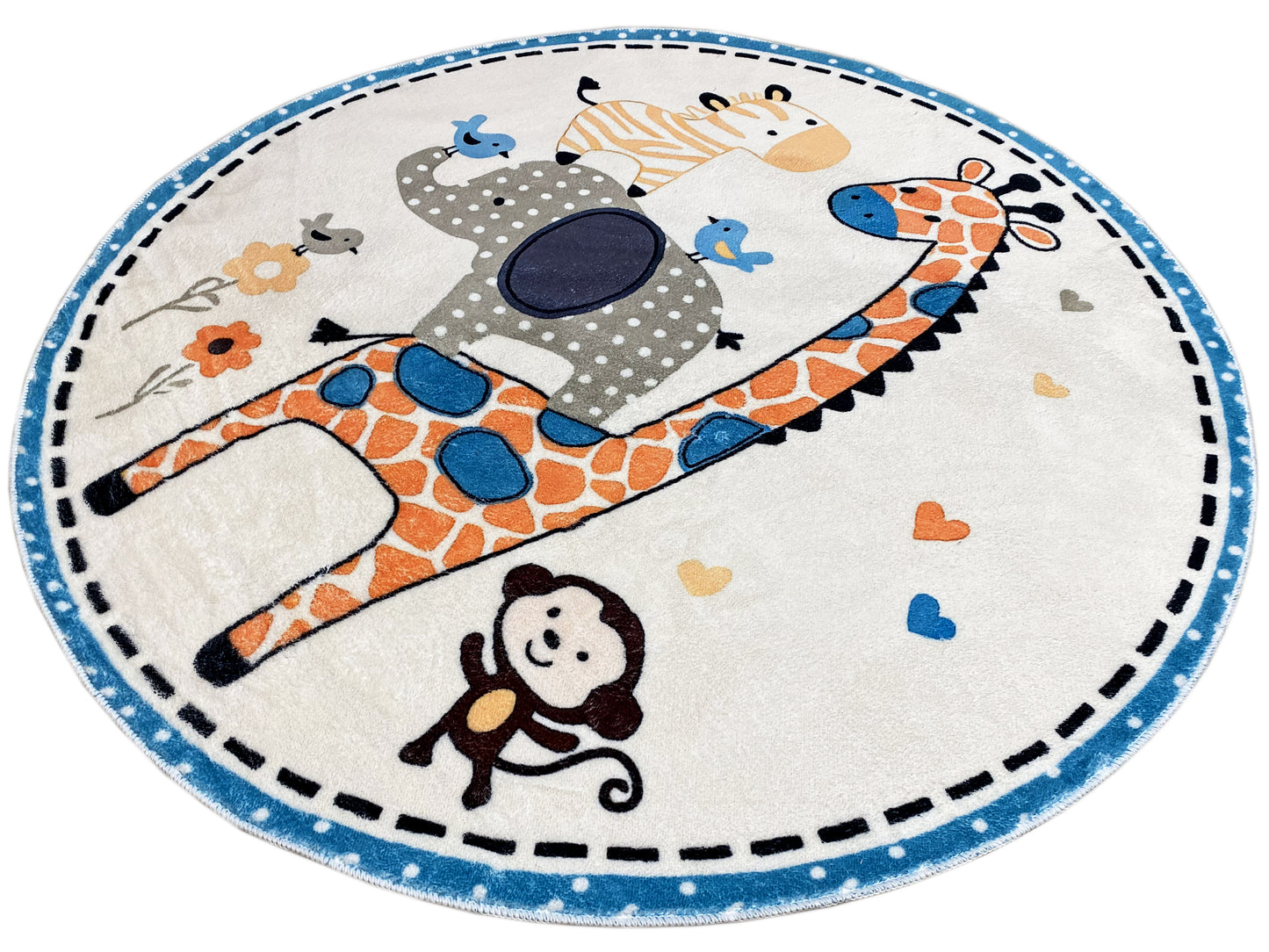 Tappeto rotondo per bambini Animali, 160 cm