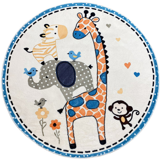 Tappeto rotondo per bambini Animali, 160 cm