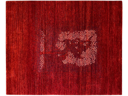 Roter Teppich mit mittlerem Ornament-Medaillon und feinem, dunklem Flormuster