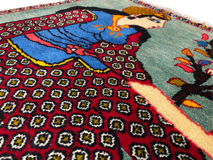 Tappeto Poshti 68x63 cm Dettagli: strisce di motivi intricati, motivo figurativo, bordo decorato, frange