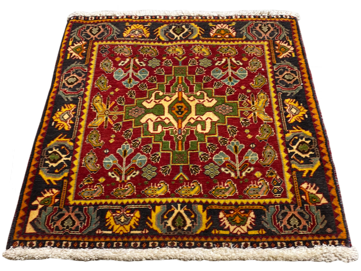 Tappeto Poshti 61x61 cm, rettangolare, rosso con bordi neri e dorati