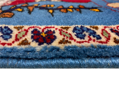 Tappeto Poshti 65x63 cm primo piano sul bordo: bordura e frange bianche
