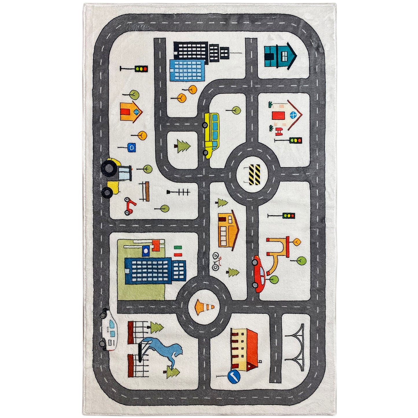 Tappeto per bambini "Strada", beige, 90 × 160 cm