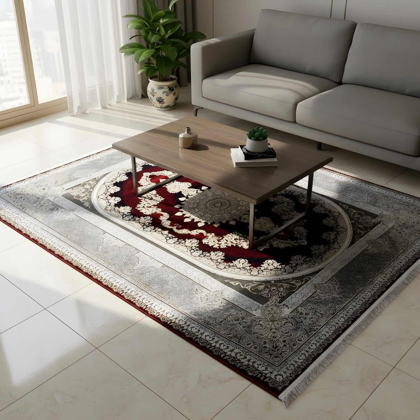 Tappeto rosso-argento 170x240cm