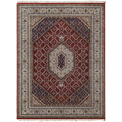 Handgeknüpfter Bidjar Teppich aus Wolle in Rot und Creme, 243x171 cm