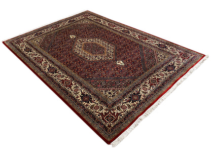 Bidjar Teppich in Rot und Creme handgeknüpft, robust und dicht