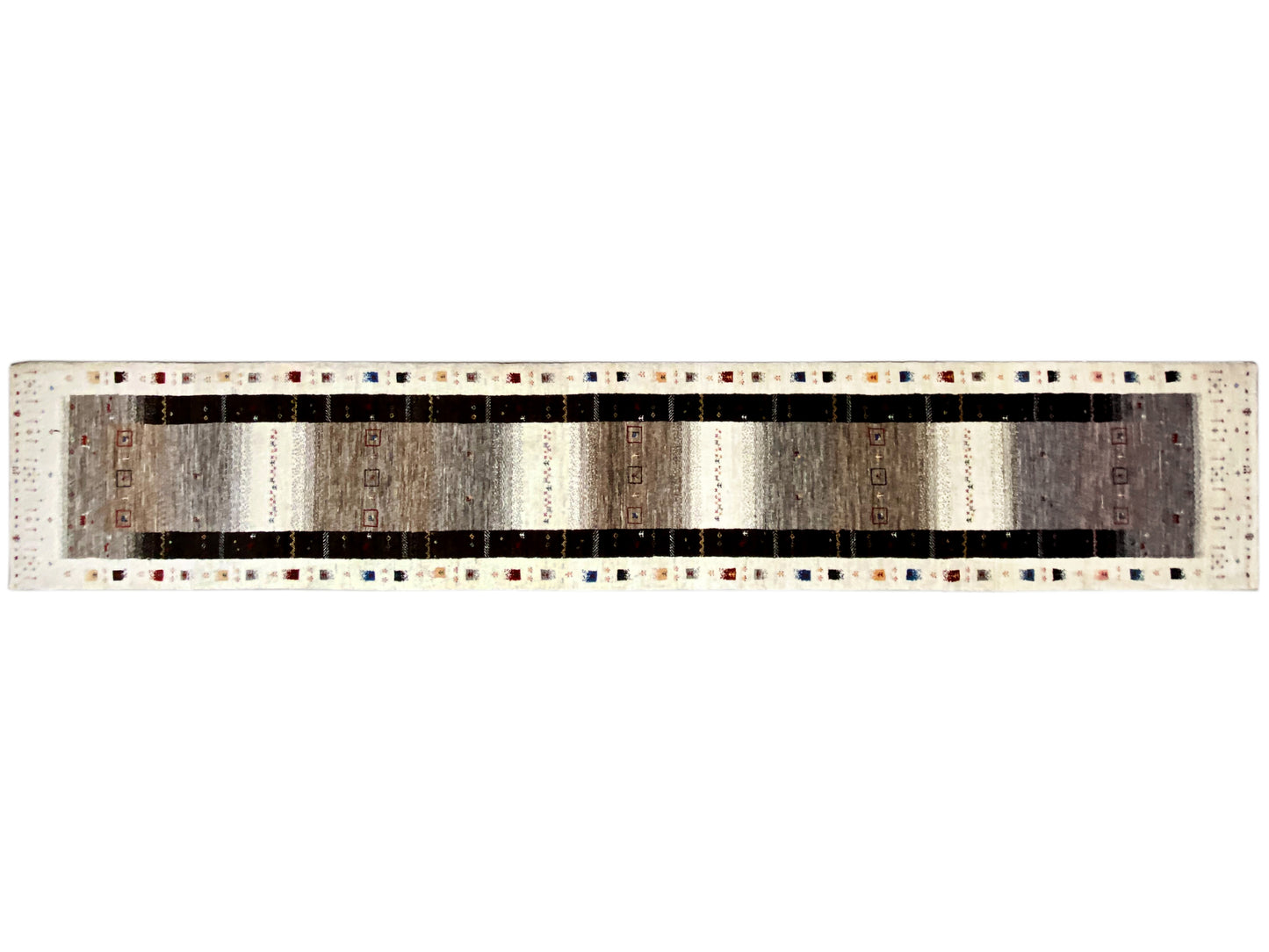 Handgefertigter Gabbeh Rug mit geometrischen Akzenten