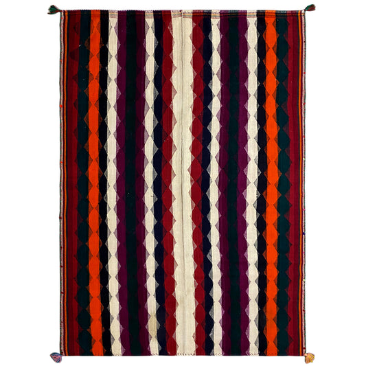 Handgewebter Jajim Teppich Wolle Mehrfarbig