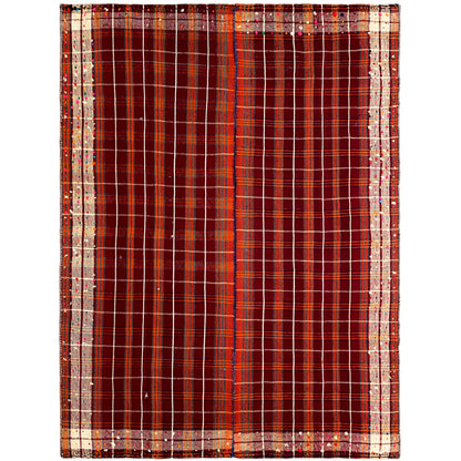 Wohnzimmer Jajim Teppich Kariert Rot 207x163 cm