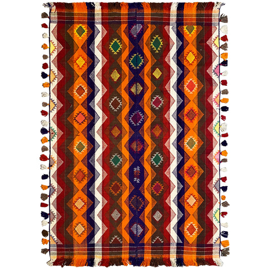 Wohnzimmer Jajim Teppich Mehrfarbig Rautenmuster 237x150