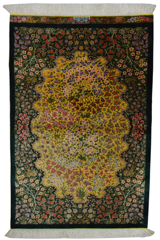  Ghom Seide Teppich - 900846 (123x79 cm) - Premium Teppich from German Carpet Shop - Just €5990! Shop now at German Carpet Shop