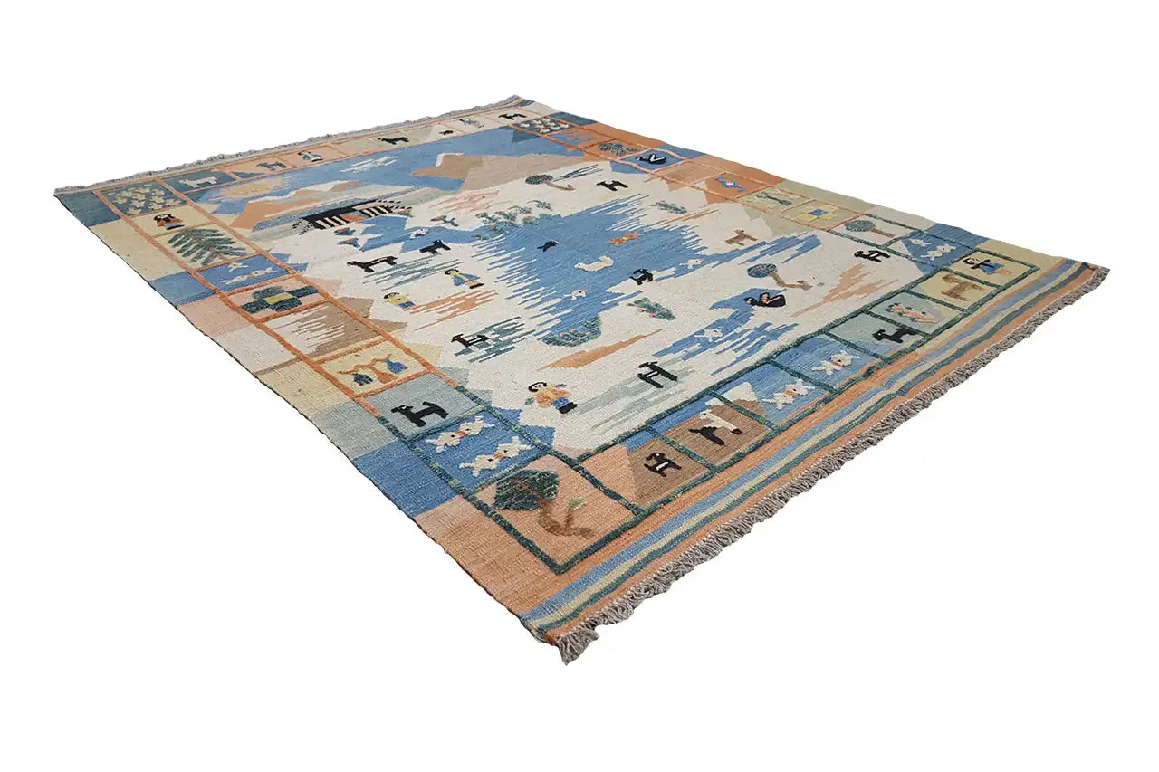  Kilim Qashqai  - 605616 (198x158 cm) - Premium Kelim from German Carpet Shop - Just €449! Shop now at German Carpet Shop